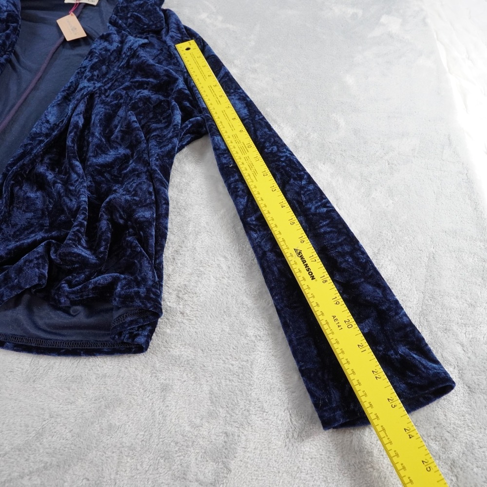 Natural Life Crushed Velvet Open Jacket Womens L/XL Navy Blue Boho Whimsigoth - Picture 6 of 12